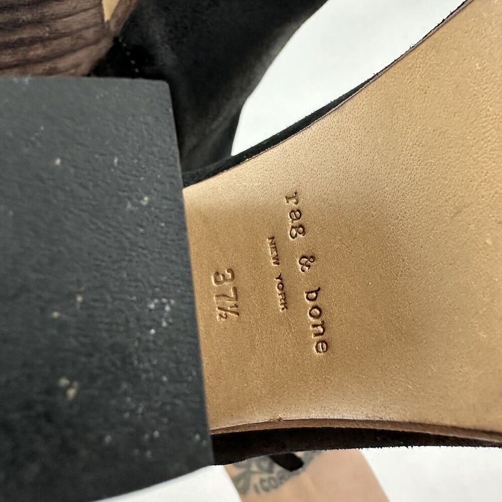 RAG & BONE NEW YORK Margot Black Leather Heeled Side Zip Ankle Booties 7.5/37.5 - Picture 13 of 13